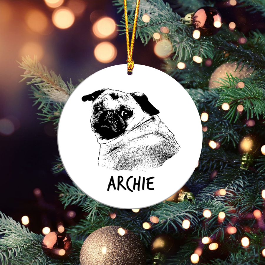 Customized Photo Pet Portrait Ceramic Ornament CG369