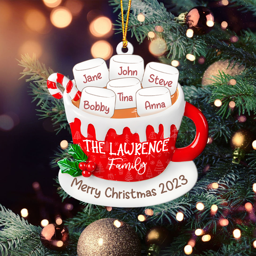 Customized Family Christmas Hot Cocoa Acrylic Ornament CG370
