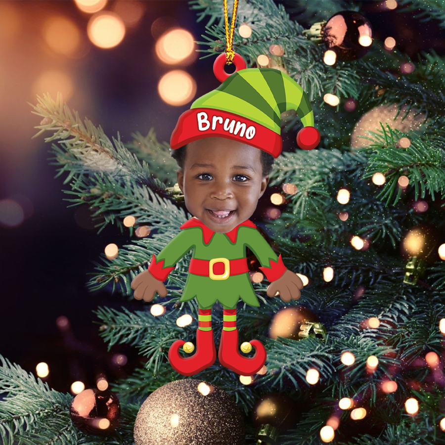 Customized Baby Photo Christmas Elf Acrylic Ornament CG373