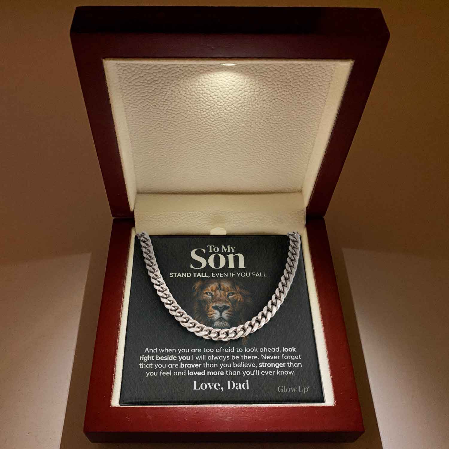 Pamaheart- To My Son - Stand Tall from Dad - Cuban Link Chain, Gift For Man, Husband, Gift For Birthday, Christmas