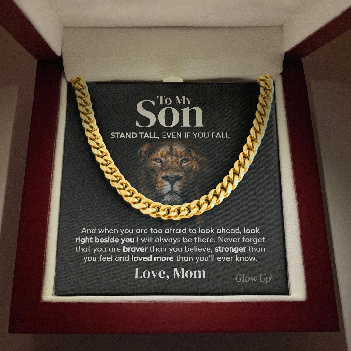 Pamaheart- To My Son - Stand Tall - From Mom - Cuban Link Chain, Gift For Man, Husband, Gift For Birthday, Christmas