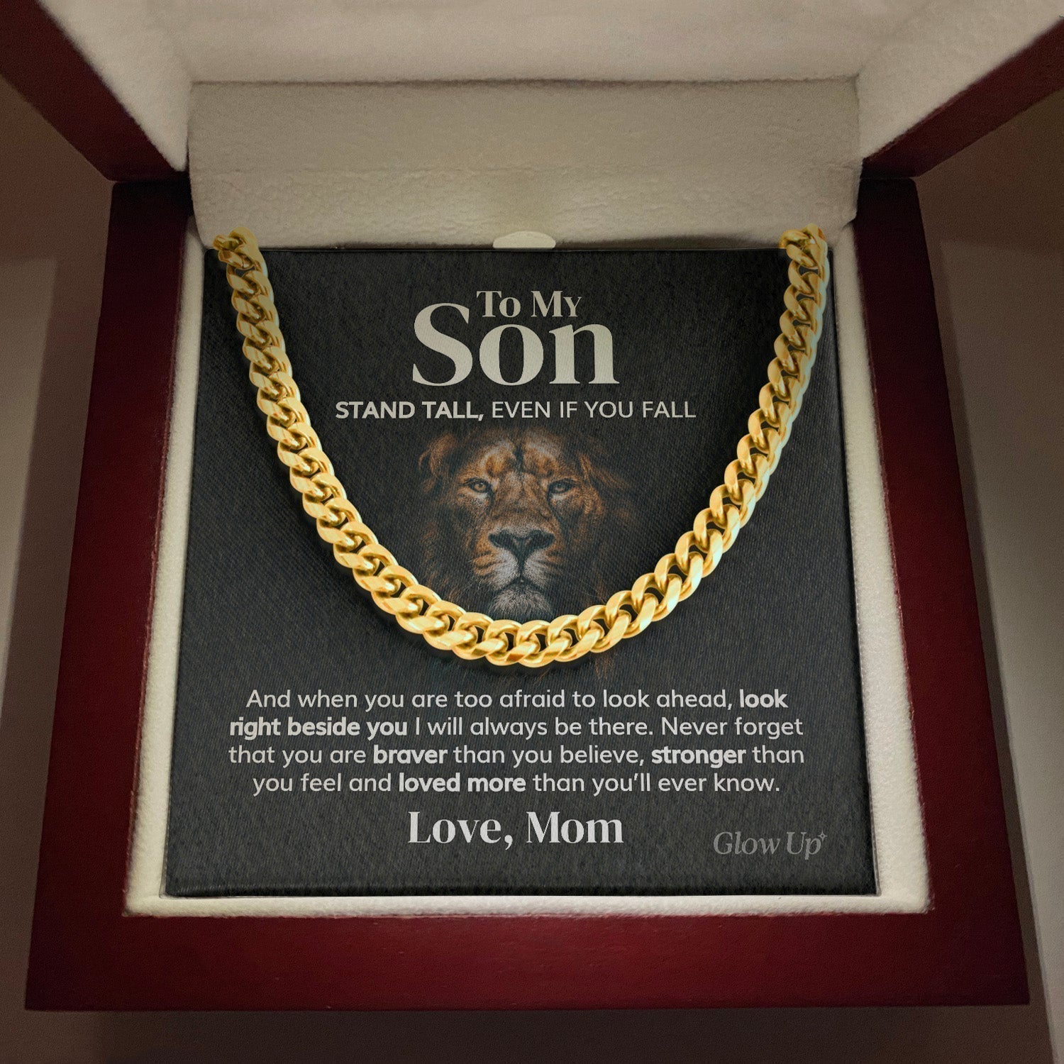 Pamaheart- To My Son - Stand Tall - From Mom - Cuban Link Chain, Gift For Man, Husband, Gift For Birthday, Christmas
