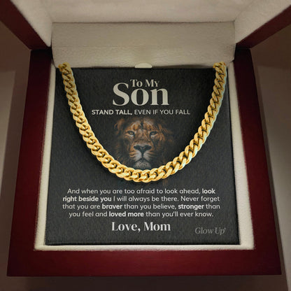 Pamaheart- To My Son - Stand Tall - From Mom - Cuban Link Chain, Gift For Man, Husband, Gift For Birthday, Christmas
