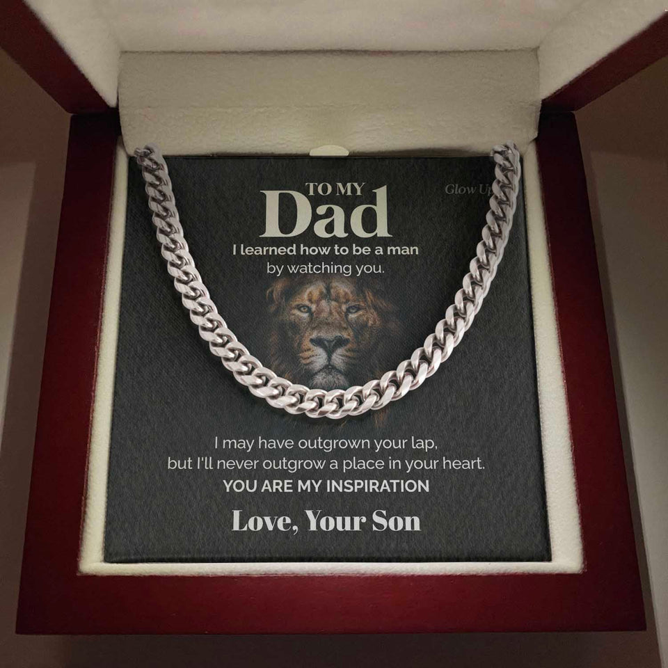Pamaheart- To my Dad - My Inspiration - Cuban Link Chain, Gift For Man, Husband, Gift For Birthday, Christmas