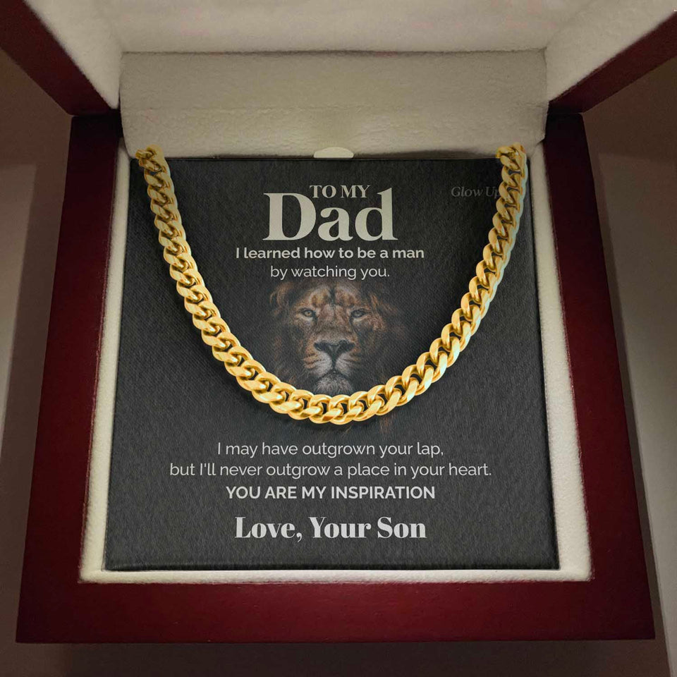 Pamaheart- To my Dad - My Inspiration - Cuban Link Chain, Gift For Man, Husband, Gift For Birthday, Christmas