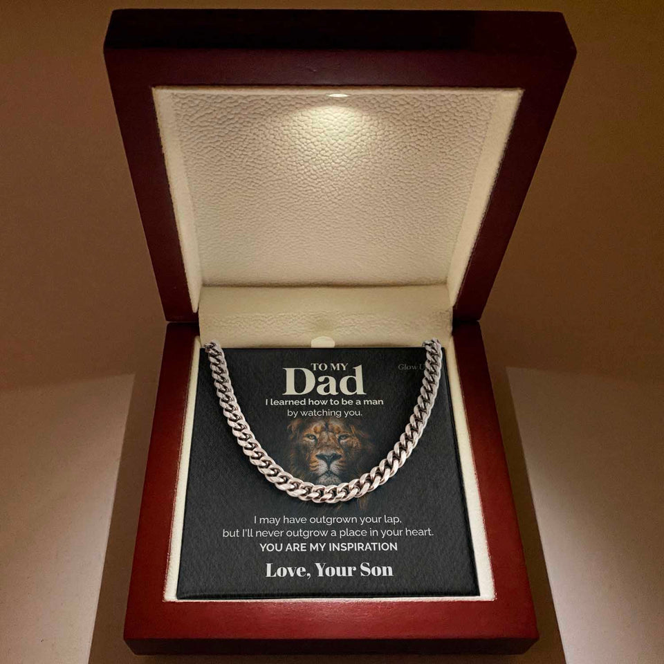 Pamaheart- To my Dad - My Inspiration - Cuban Link Chain, Gift For Man, Husband, Gift For Birthday, Christmas