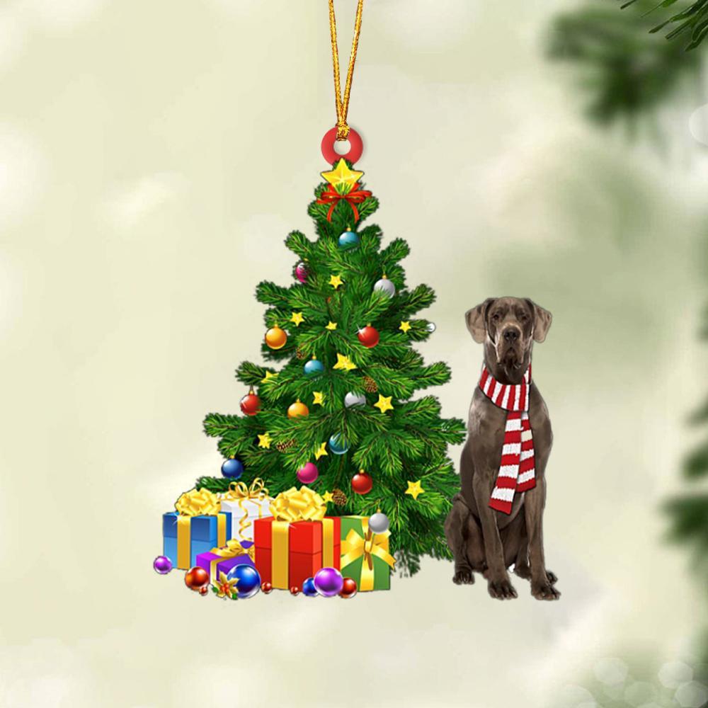 Chocolate Great Dane-Christmas Star Hanging Ornament