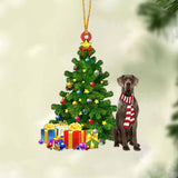 Chocolate Great Dane-Christmas Star Hanging Ornament