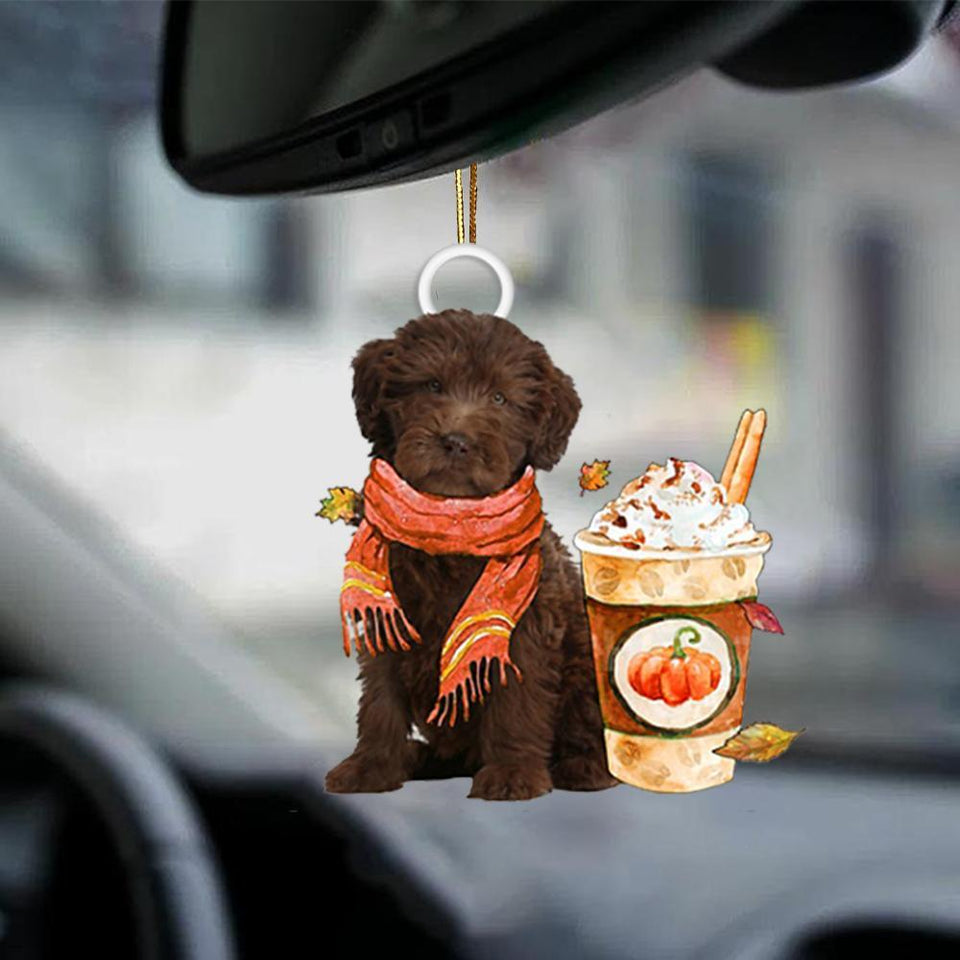 Chocolate Labradoodle-Pumpkin Spice Kinda-Two Sided Ornament