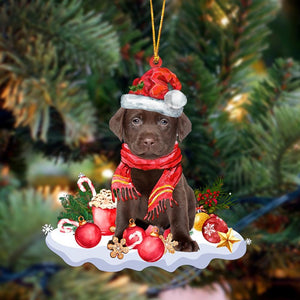 Ornament- CHOCOLATE Labrador-Better Christmas Hanging Ornament, Happy Christmas Ornament, Car Ornament