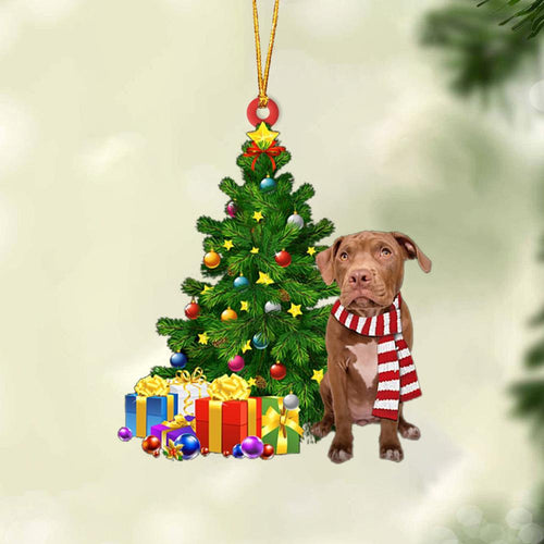 Godmerch- Ornament- CHOCOLATE Pitbull-Christmas Star Hanging Ornament, Happy Christmas Ornament, Car Ornament