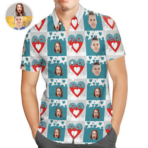 Custom Couple Face Hawaiian Shirts, Personalised Plaid Print Shirts, Best Valentines Gift