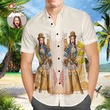 Vintage Hawaiian Shirt with Cowboy Sexy Girl with Custom Photo, Summer Holiday Essentials