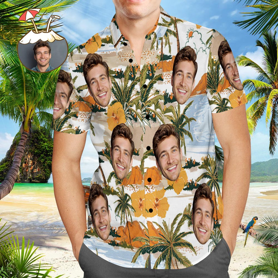 Custom Photo Aloha Vintage Hawaiian Shirts Funky Funny Tropical Hawaiian Casual Novelty Button-Down Shirts