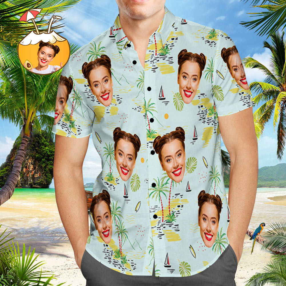 Chinoiserie Hawaiian Shirt with Custom Photo, Summer Essentials