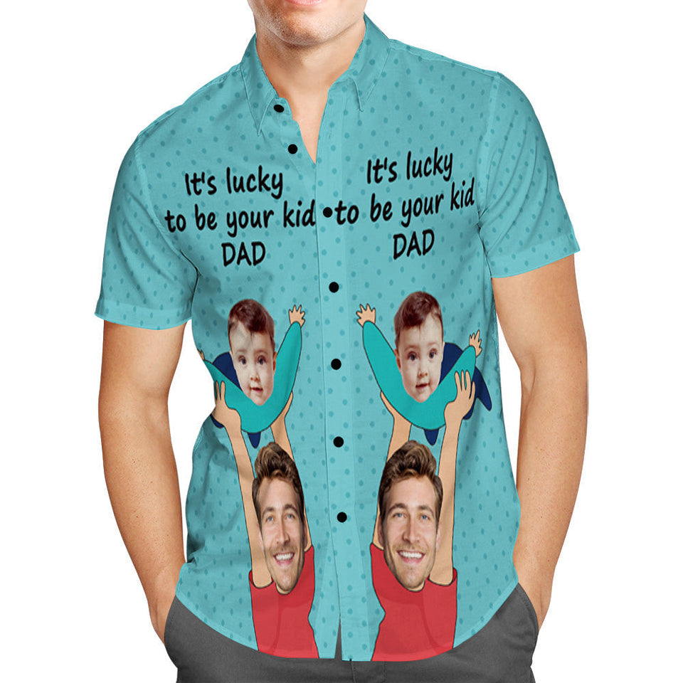 Custom Face Hawaiian Shirt Father Kid Shirt Gift for Dad