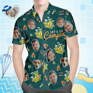 Custom Face Hawaiian Shirt All Over Print Men's Shirt Let's go Camping
