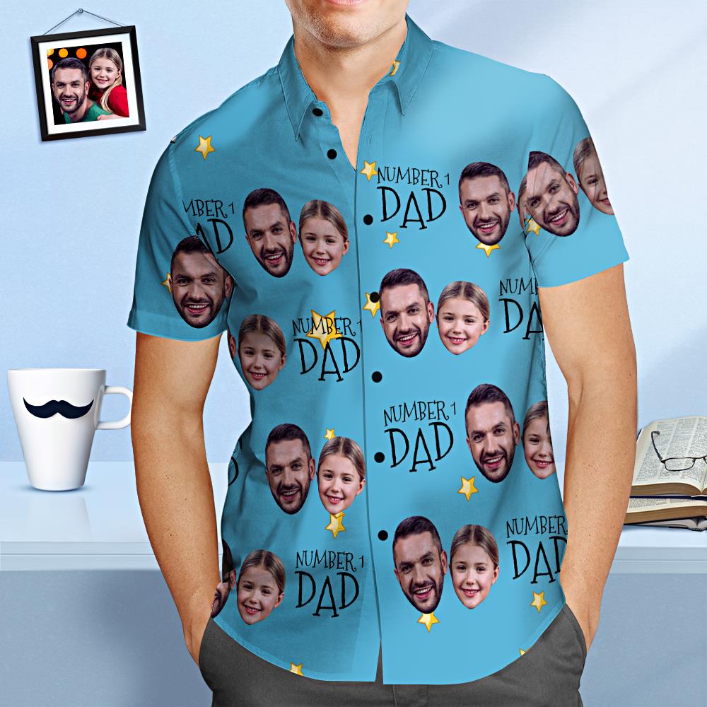 Custom Face Hawaiian Shirt Number 1 Dad Personalised Father's Day Shirt Gift for Dad