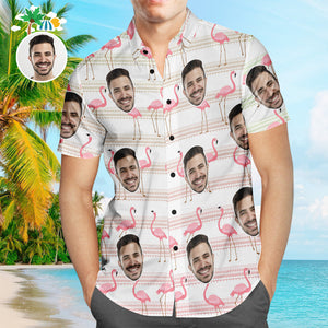 Custom Face Hawaiian Shirt Flamingo Paradise Personalized Aloha Beach Shirt For Men