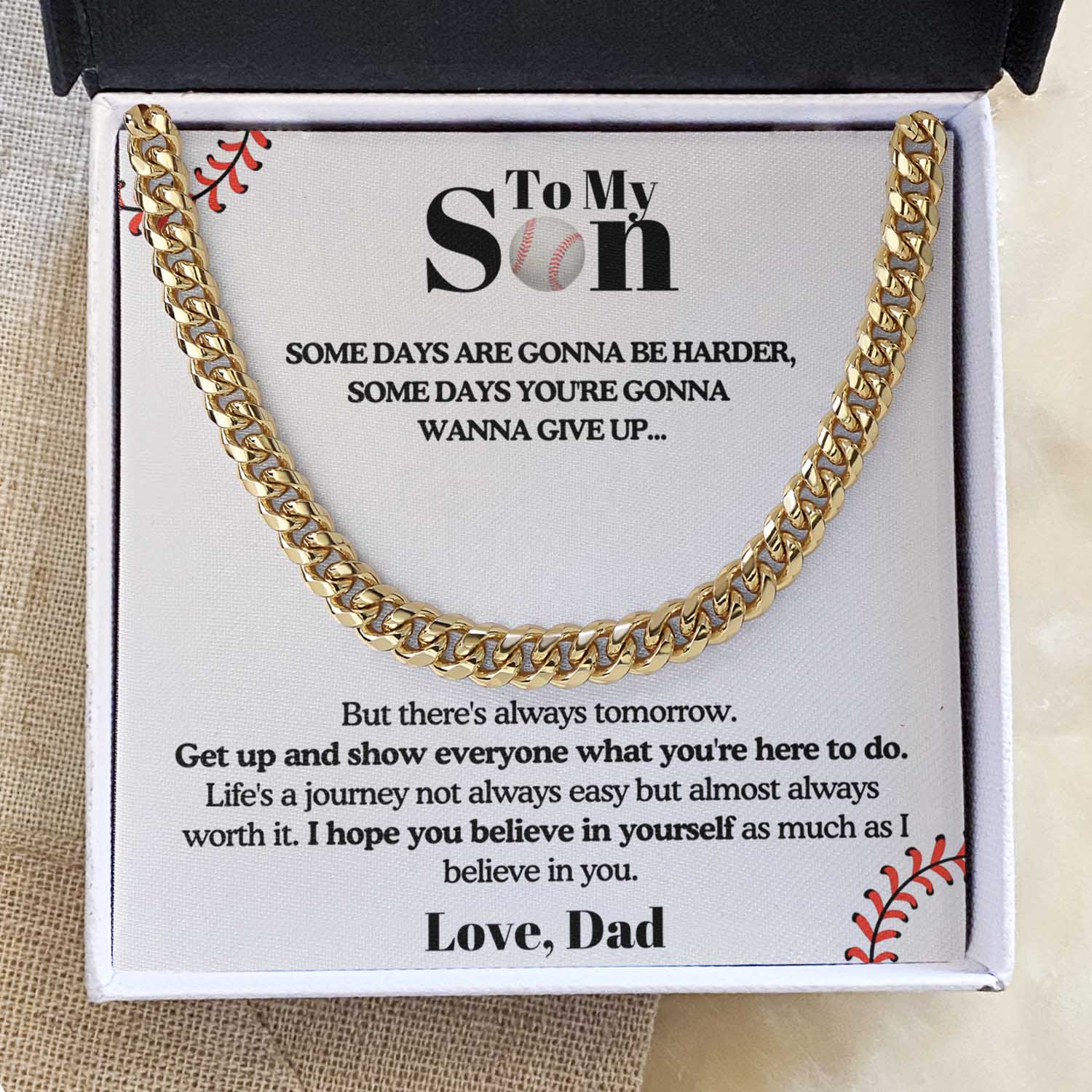 To my Son from Dad - Get up and Show Cuban Link Chain
