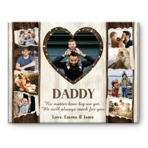 Dad No Matter How Big We Get Canvas, Gift For Dad, Children To Dad Gift, Gift From Kids To Dad, Father’s Day Gift, Dad Birthday Gift