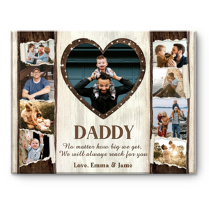 Dad No Matter How Big We Get Canvas, Gift For Dad, Children To Dad Gift, Gift From Kids To Dad, Father’s Day Gift, Dad Birthday Gift
