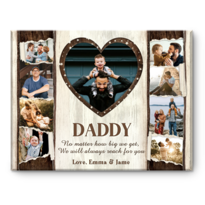 Dad No Matter How Big We Get Canvas, Gift For Dad, Children To Dad Gift, Gift From Kids To Dad, Father’s Day Gift, Dad Birthday Gift
