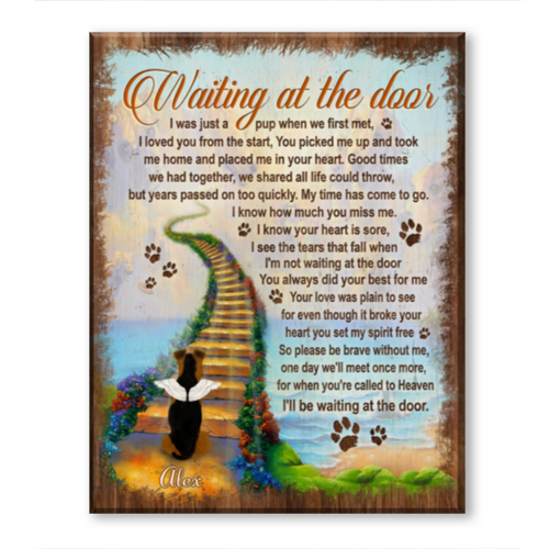 Waiting At The Door Canvas Print, Dog Sympathy Gift, Dog Bereavement Gift
