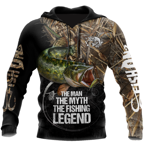 Fishing Gifts Northern Pike Fishing Legend Muddy Camo US Unisex Size Hoodie