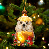 CREAM American Cocker Spaniel In Golden Egg Christmas Ornament