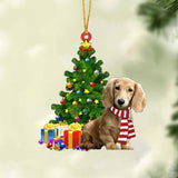 Godmerch- Ornament- CREAM Dachshund-Christmas Star Hanging Ornament, Happy Christmas Ornament, Car Ornament