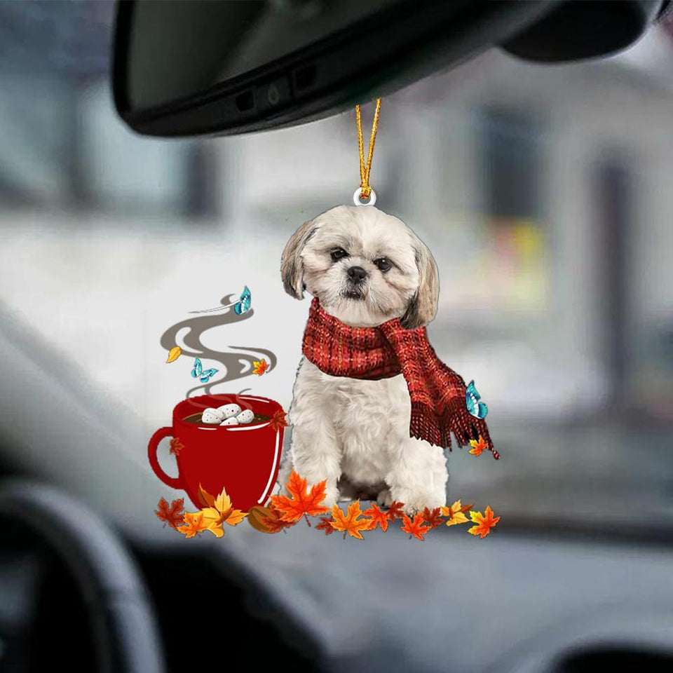 Cream Shih Tzu-Fall Chocolate-Two Sided Ornament