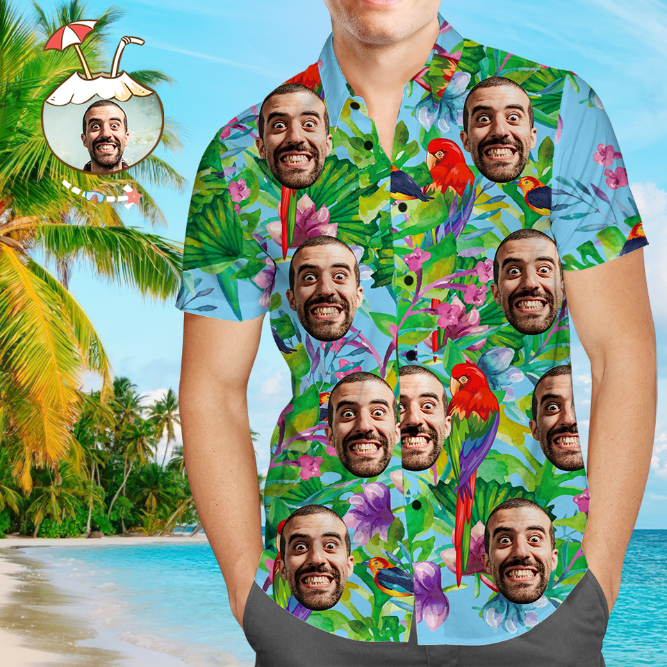 Custom Girlfriend Face On Shirt Hawaiian Shirt Summer Time