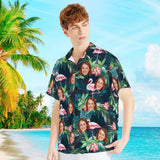 Custom Face Shirt with Text Men's Hawaiian Shirt Flamingo Flower