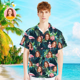 Custom Face Shirt with Text Men's Hawaiian Shirt Flamingo Flower