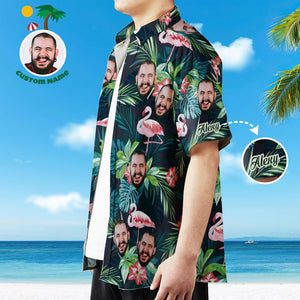 Custom Face Shirt with Text Men's Hawaiian Shirt Flamingo Flower