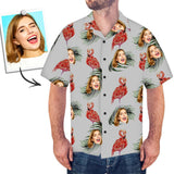 Custom Face Shirt Men's Hawaiian Red Flamingo