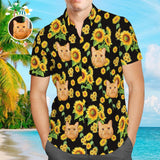 Custom Hawaiian Shirt Cat Face Sunflower Design Aloha Beach Shirt For Him