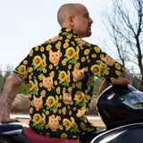 Custom Hawaiian Shirts Cat Face Sunflower Design Aloha Beach Shirt For Men