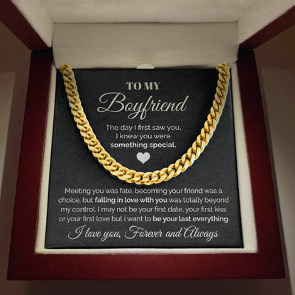 To my Boyfriend - Meeting you was fate - Cuban Link Chain Necklace, Gift For Man, Husband, Gift For Birthday, Christmas