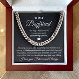 Pamaheart- To my Boyfriend - Meeting you was fate - Cuban Link Chain Necklace, Gift For Man, Husband, Gift For Birthday, Christmas