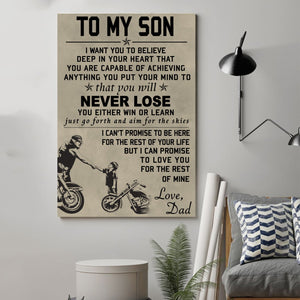 Motorcycle Lover biker Canvas Wall Art, Wall Decor Visual Art - gift for son from dad