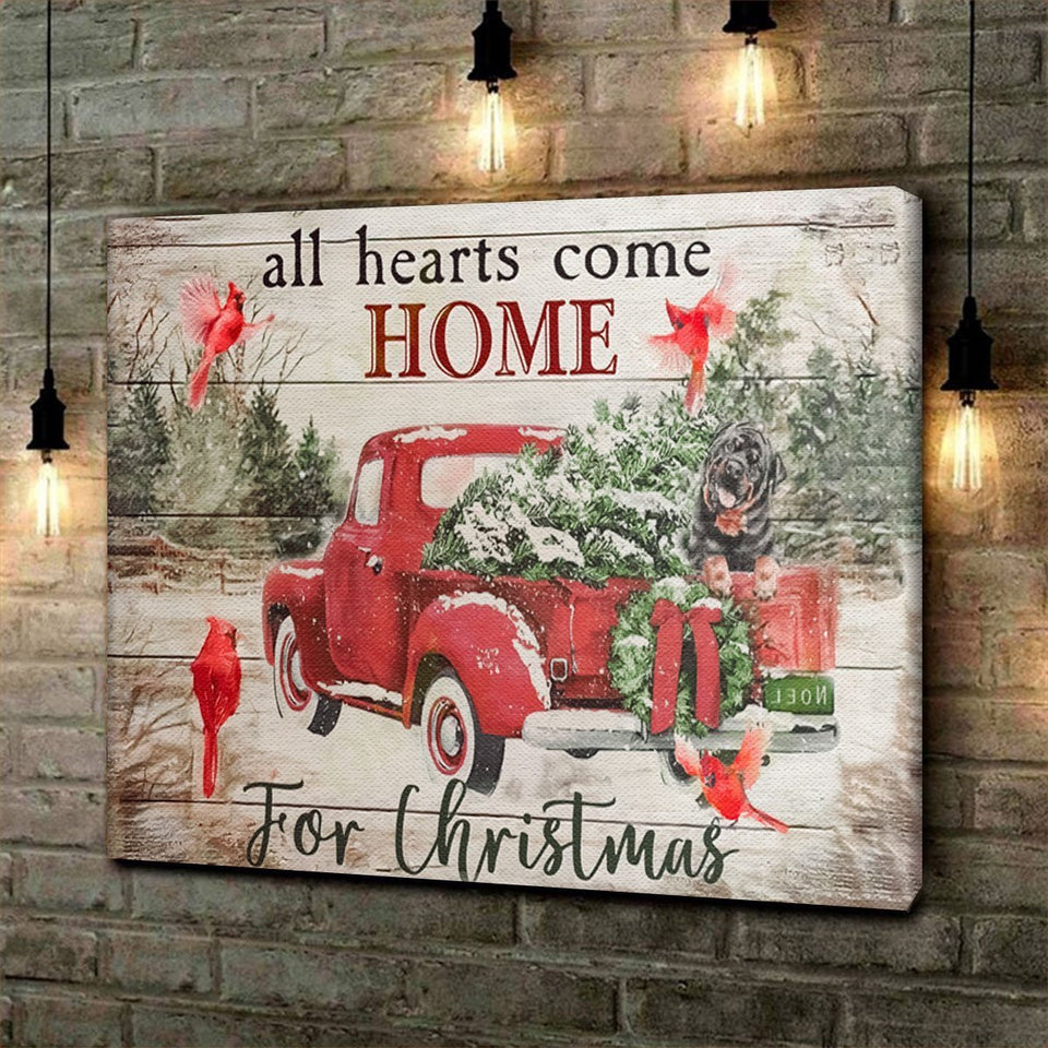 Personalized Canvas All Hearts Come Home For Christmas Canvas Wall Art