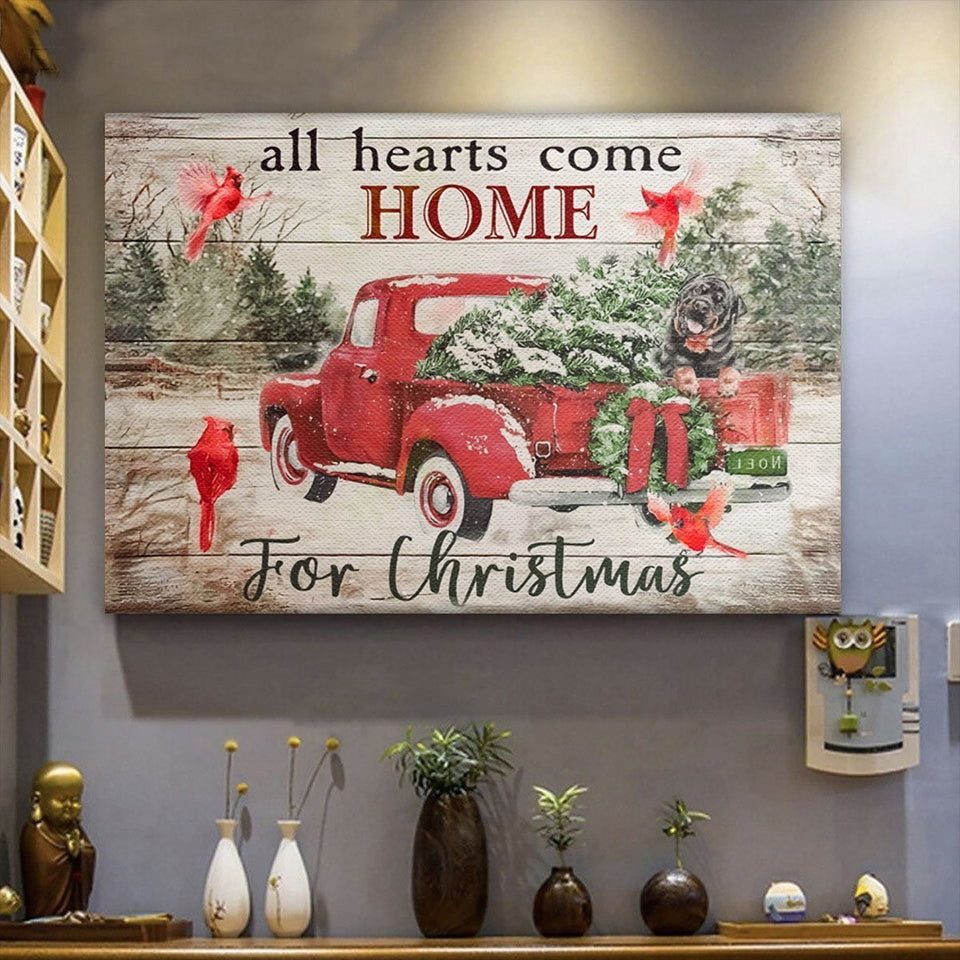 Personalized Canvas All Hearts Come Home For Christmas Canvas Wall Art