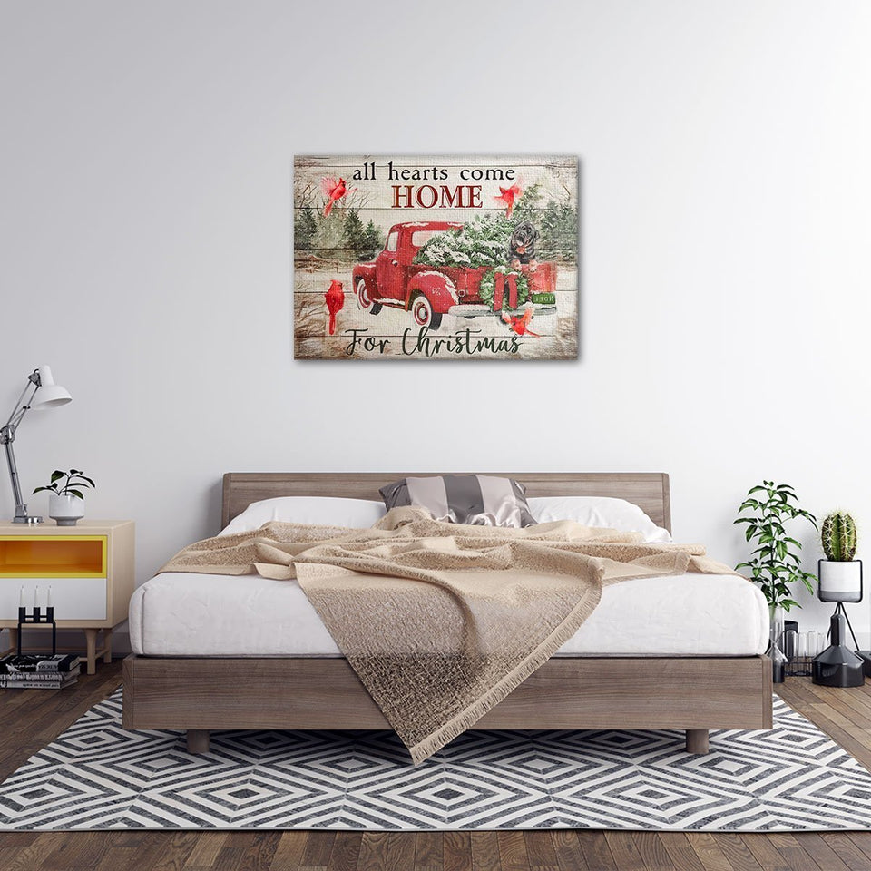 Personalized Canvas All Hearts Come Home For Christmas Canvas Wall Art