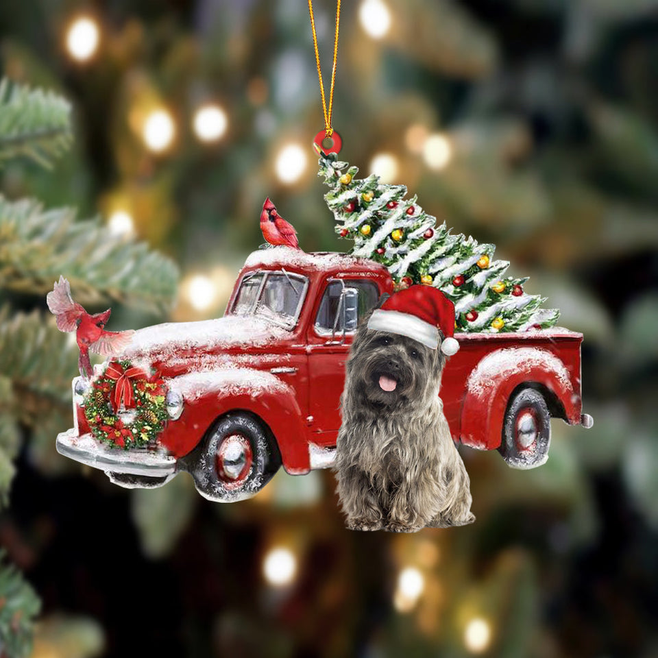 Godmerch- Ornament- Cairn Terrier-Cardinal & Truck Two Sided Ornament, Happy Christmas Ornament, Car Ornament