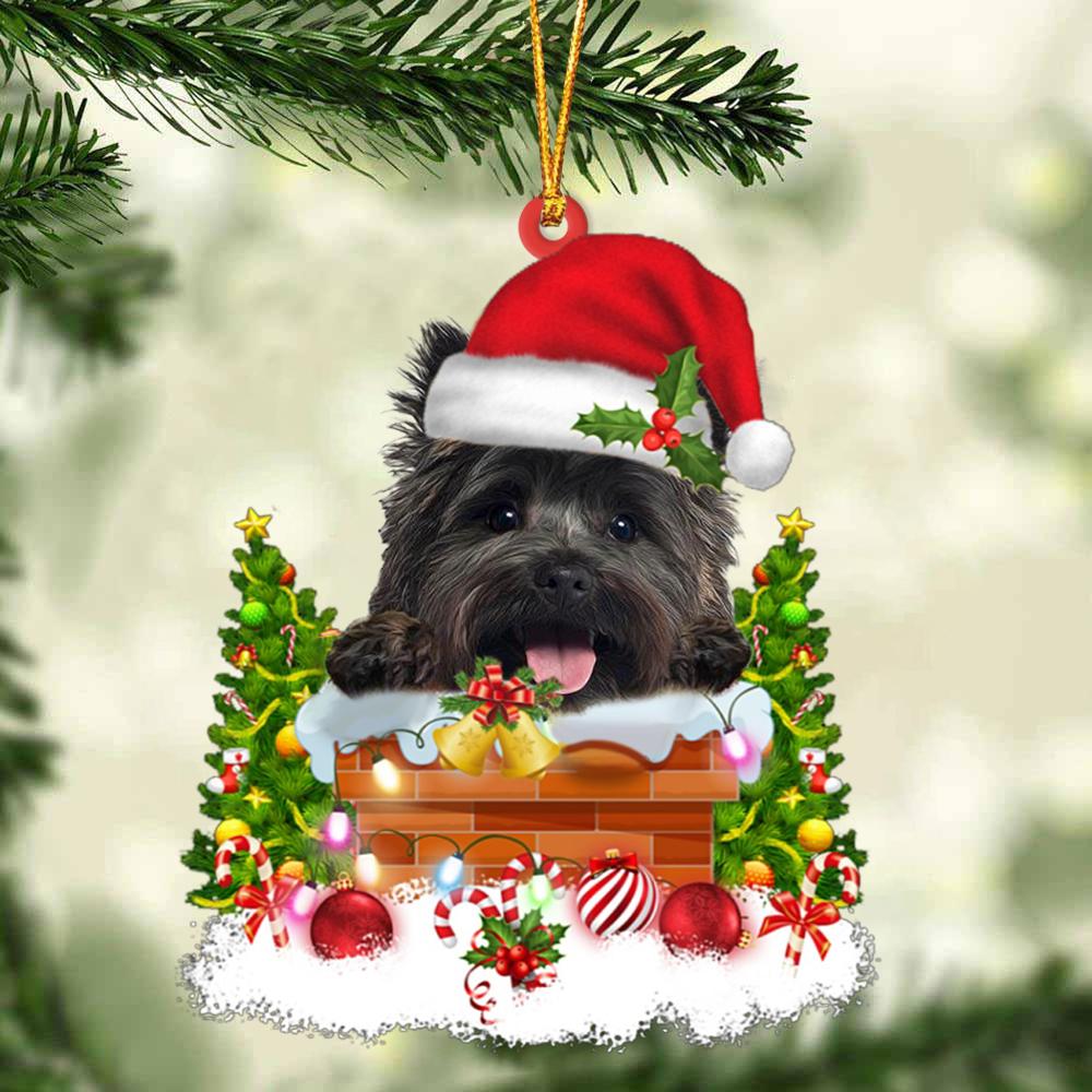 Cairn Terrier In The Chimney Hanging Ornament Dog Christmas Ornament