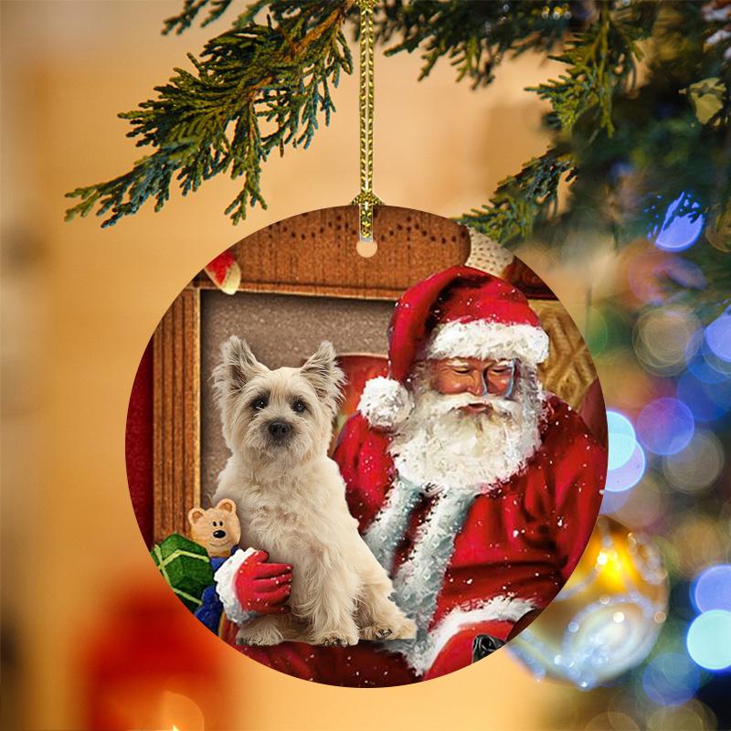 Godmerch- Ornament- Cairn Terrier Dog With Santa Christmas Ornament, Happy Christmas Ornament, Car Ornament