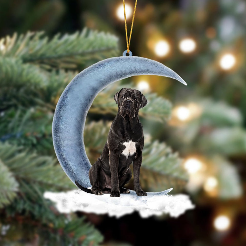 Godmerch- Ornament- Cane Corso Sits On The Moon Hanging Ornament Dog Ornament, Car Ornament, Christmas Ornament