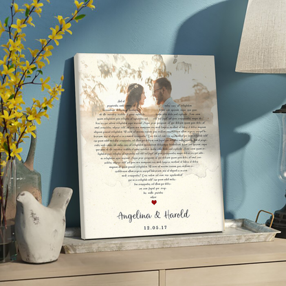 Personalized Canvas, Anniversary Gift For Her For Him Lyrics Song Vertical Canvas Wall Art